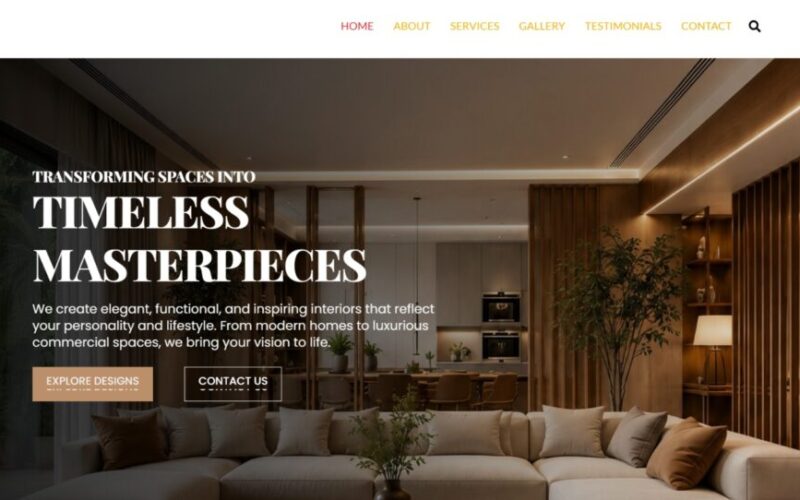 A modern and responsive interior decor website designed to showcase elegant spaces, premium services, and a seamless user experience.
