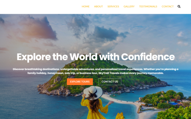 A responsive travel agency website designed to inspire travelers with stunning destinations, tour packages, and a seamless booking experience.